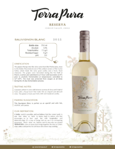 2022 TerraPura Reserva Sauvignon Blanc – Fact Sheet