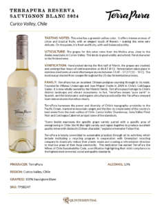 2024 TerraPura Reserva Sauvignon Blanc – Fact Sheet