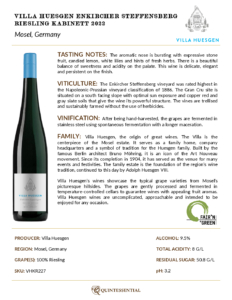 2022 Villa Huesgen Enkircher Steffensberg Riesling Kabinett – Fact Sheet