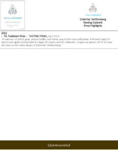 Villa Huesgen Enkircher Steffensberg Riesling Kabinett – Press Highlights