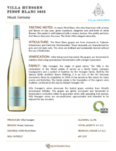 2023 Villa Huesgen Pinot Blanc – Fact Sheet