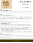 Bel Colle Barolo DOCG Riserva – Press Highlights