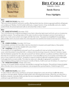 Bel Colle Barolo DOCG Riserva – Press Highlights
