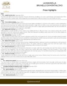 Cortonesi La Mannella Brunello di Montalcino – Press Highlights