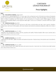 Cortonesi Lèonus Toscana IGT – Press Highlights