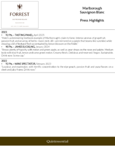 Forrest Wines Sauvignon Blanc – Press Highlights