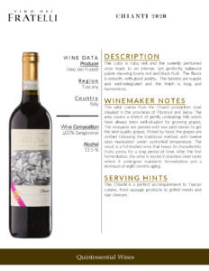 2020 Vino dei Fratelli Chianti – Fact Sheet