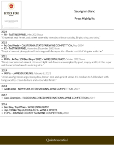 Geyser Peak Sauvignon Blanc – Press Highlights