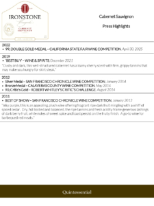 Ironstone Cabernet Sauvignon – Press Highlights