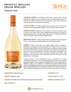 Tropical Peach Moscato – Fact Sheet
