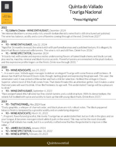Quinta do Vallado Touriga Nacional – Press Highlights