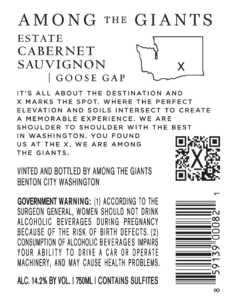 Among the Giants Cabernet Sauvignon – Back Label – Non-Vintage