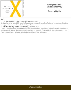 Among the Giants Chardonnay – Press Highlights