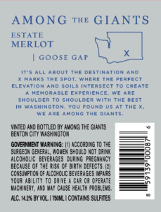 Among the Giants Merlot – Back Label – Non-Vintage