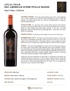 2018 Atlas Peak American Super Tuscan Blend – Fact Sheet