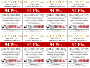 2019 Atlas Peak AVA Cabernet Sauvignon – 94 points, Wine Enthusiast – Shelftalker