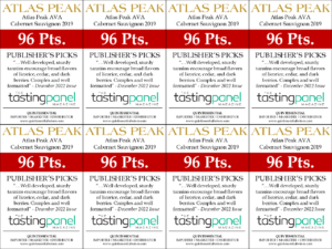 2019 Atlas Peak AVA Cabernet Sauvignon – 96 points, Tasting Panel – Shelftalker