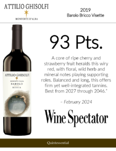 2019 Attilio Ghisolfi Barolo Bussia Bricco Visette – 93 points, Wine Spectator – Accolades Sell Sheet