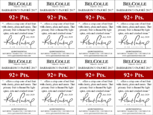 2017 Bel Colle Barbaresco DOCG Pajorè – 92 points, Wine Advocate – Shelftalker