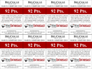 2018 Bel Colle Barolo DOCG Simposio – 92 points, Wine Enthusiast – Shelftalker