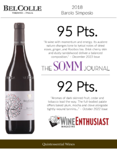 2018 Bel Colle Barolo DOCG Simposio – Accolades Sell Sheet