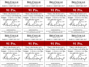 2019 Bel Colle Barolo DOCG Simposio – 91 points, Wine Advocate – Shelftalker