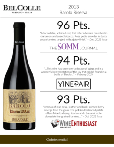 2013 Bel Colle Barolo DOCG Riserva – Accolades Sell Sheet