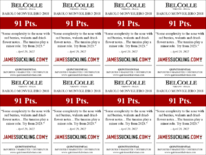2018 Bel Colle Barolo Monvigliero DOCG – 91 points, James Suckling – Shelftalker