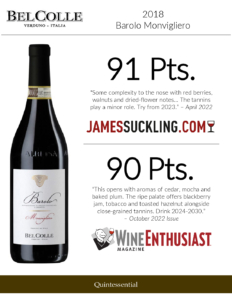 2018 Bel Colle Barolo Monvigliero DOCG – Accolades Sell Sheet