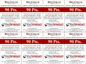 2019 Bel Colle Barolo Monvigliero DOCG – 90 points, Wine Enthusiast – Shelftalker