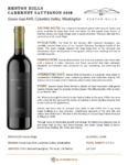 2020 Benton Hills Cabernet Sauvignon – Fact Sheet