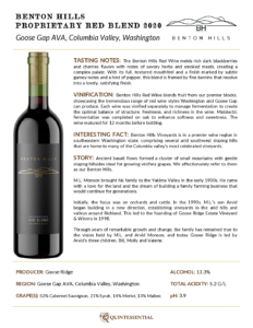 2020 Benton Hills Proprietary Red Blend – Fact Sheet
