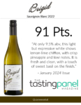 2022 Brigid Sauvignon Blanc – 91 points, Tasting Panel – Accolade Sell Sheet