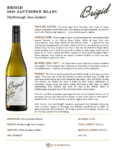 2022 Brigid Sauvignon Blanc – Fact Sheet