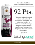 Cascadian Outfitters Cabernet Sauvignon 1L Tetra – 92 points, Tasting Panel – Accolade Sell Sheet