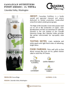 Cascadian Outfitters Pinot Grigio 1L Tetra – Fact Sheets