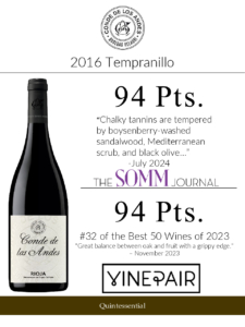 2016 Conde de los Andes Tempranillo – 94 points, Somm Journal – Accolade Sell Sheet