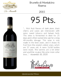 2015 Cortonesi La Mannella Brunello di Montalcino Riserva – 95 points, Wine Advocate – Accolade Sell Sheet