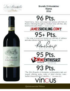 2016 Cortonesi La Mannella Brunello di Montalcino Riserva – Accolades Sell Sheet