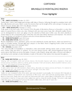 Cortonesi La Mannella Brunello di Montalcino Riserva – Press Highlights