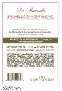 Cortonesi La Mannella Brunello di Montalcino – Back Label – Non-Vintage