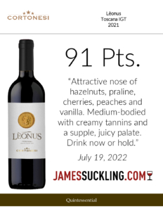 2021 Cortonesi Lèonus Toscana IGT – 91 points, James Suckling – Accolades Sell Sheet
