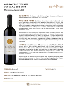 2022 Cortonesi Lèonus Toscana IGT – Fact Sheet