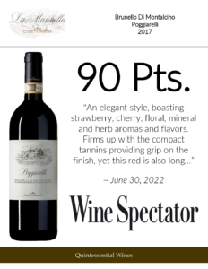 2017 Cortonesi Poggiarelli Brunello di Montalcino – 90 points, Wine Spectator – Accolade Sell Sheet