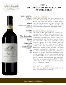 2017 Cortonesi Poggiarelli Brunello di Montalcino – Fact Sheet