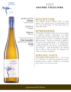 2020 Count Karolyi Grüner Veltliner – Fact Sheet