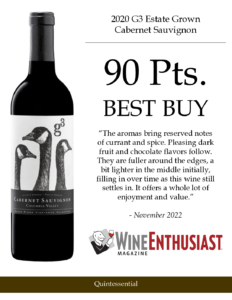 2020 G3 Cabernet Sauvignon – 90 points, Wine Enthusiast – Accolade Sell Sheet