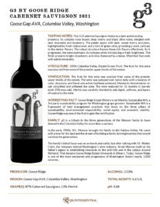 2021 G3 Cabernet Sauvignon – Fact Sheet