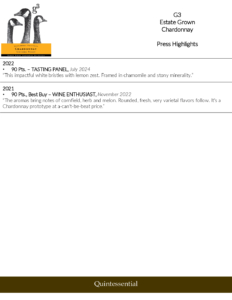 G3 Chardonnay – Press Highlights