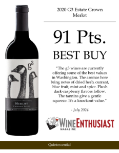 2020 G3 Merlot – 91 points, Wine Enthusiast – Accolade Sell Sheet